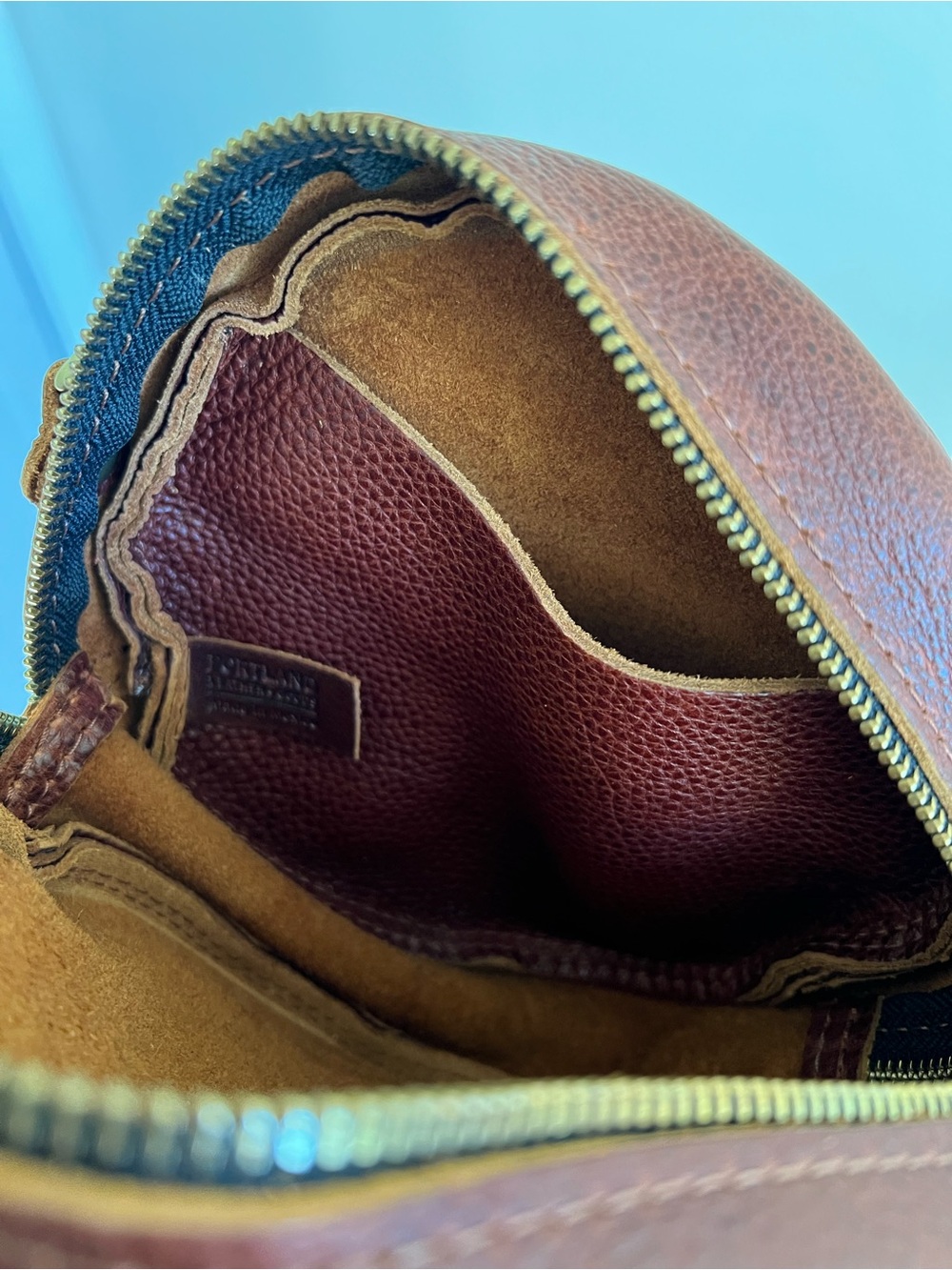Portland Leather Small Round Crossbody Bag in Nutmeg - Picture 8 of 8